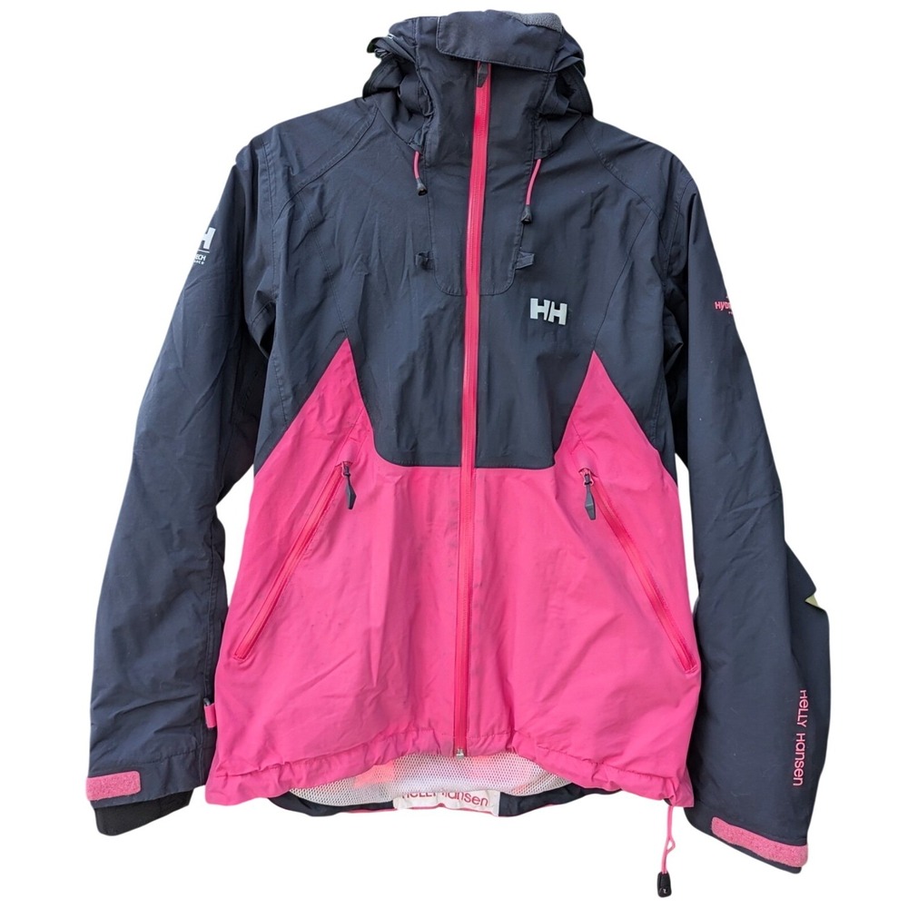 Helly Hansen Sailing Jacket Womens Black Pink Neon SOLAS Hi-Vis Rain Boat 30293 - Picture 2 of 16